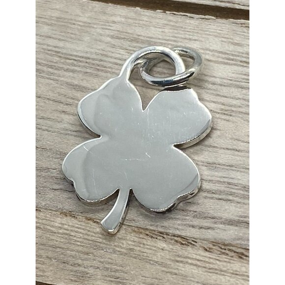 Tiffany & Co Silver Good Luck Shamrock 4 Leaf Clover Charm Pendant - Picture 9 of 9
